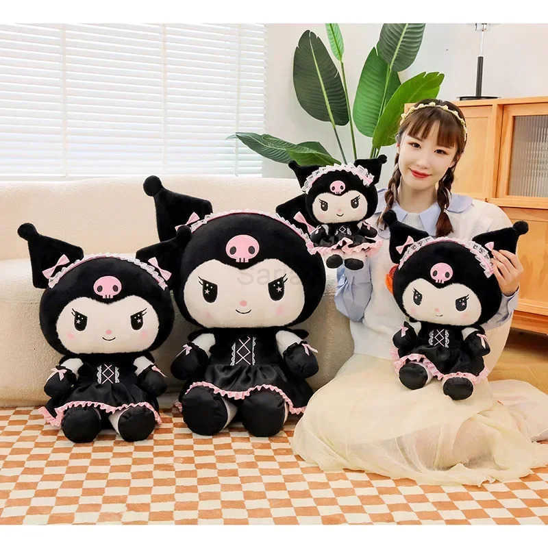 Sanrio Cartoon Kuromi Plush Doll Big Size Cute Uniform Little Devil Kawaii Plushies Stuffed Toy Soft Sleeping Pillow Girls Gift H251122
