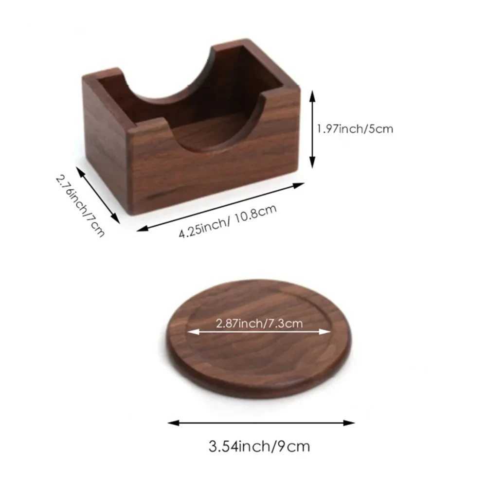 6pcs/set Walnut Wood Coasters Placemats Decorative Round Insulated Japanese Beverage Coasters Home Decor C251122