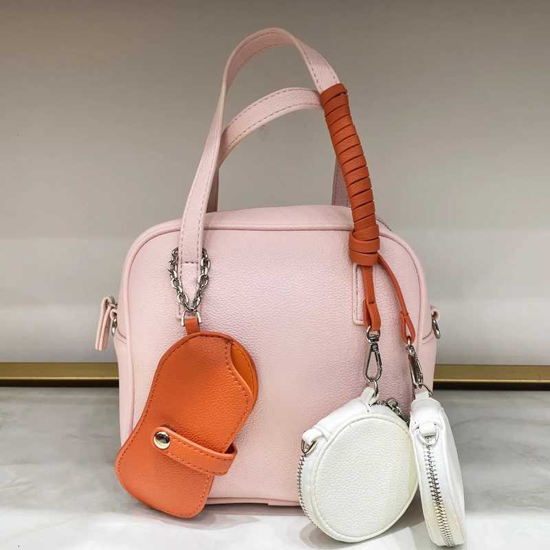 Korean Casual Box Composite Bags For Women Luxury Designer Handbag Purse 2025 New In PU Lychee Pattern Top Handle Small ShoulderT251122