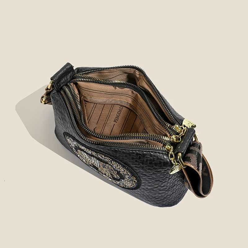 Cross-border autumn new Boston pillow bag - stylish versatile and fashionable single shoulder bag with Chinese style print - woT251122