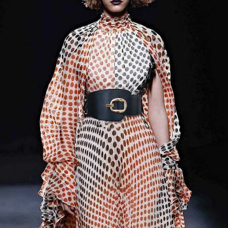 Plus Size Big Stretch Cummerbunds Y2K Waist Big Elastic Waistband Designer Belts For Women Rotate Buckle Dress Corset Brown J251122