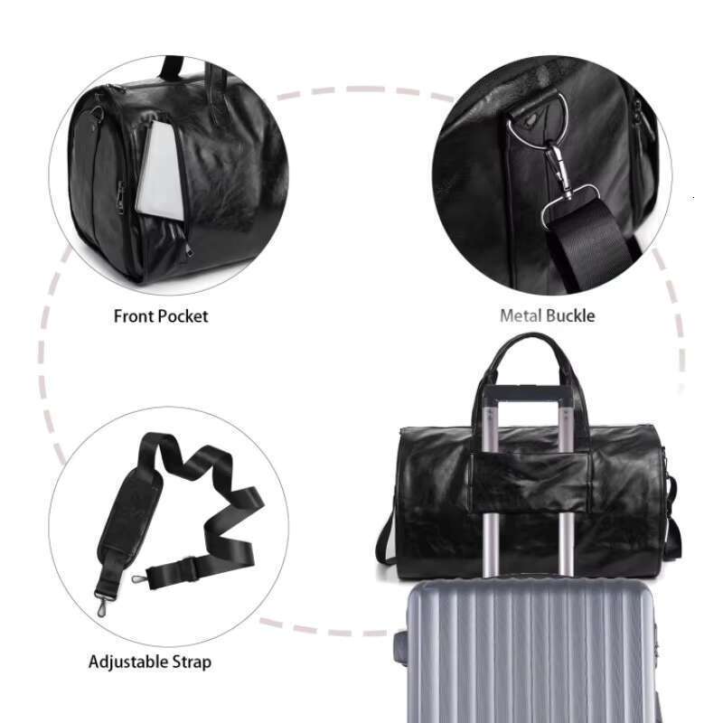 DHGadgets Wholesale High Quality Outdoor Lage Travel Shoulder Business Suit PU Leather Garment Duffel Bag