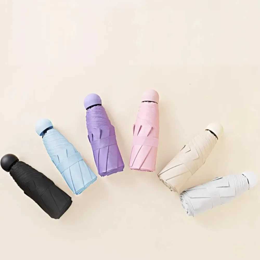 New Mini Capsule Folding Umbrella UPF50 Portable Sun Rain Umbrella Dual Use Protection Vinyl Travel Accessoreis for OutdoorM251122