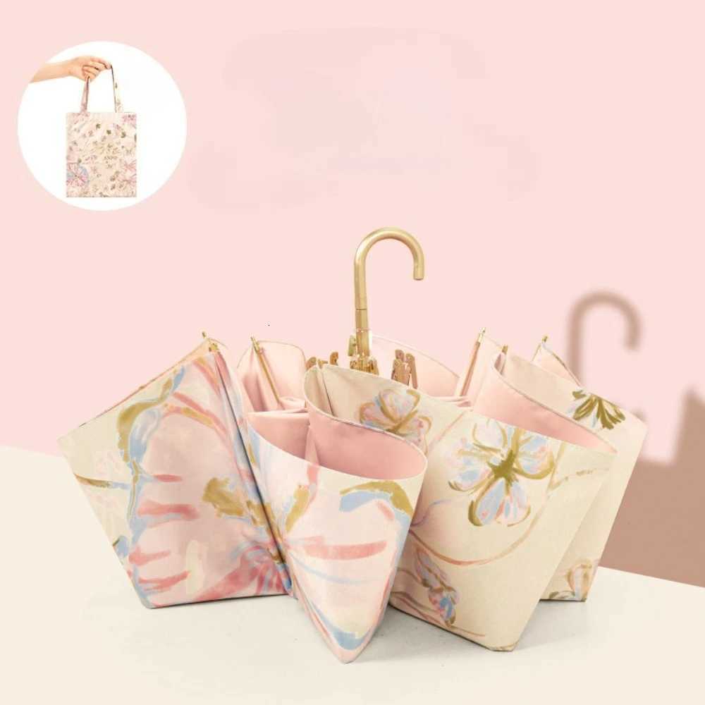 Folding Umbrella with Curved Handle High-end Beautiful Suitable for Both Sunny and Rain Use Sun Protection Womens Sun UmbrellaM251122