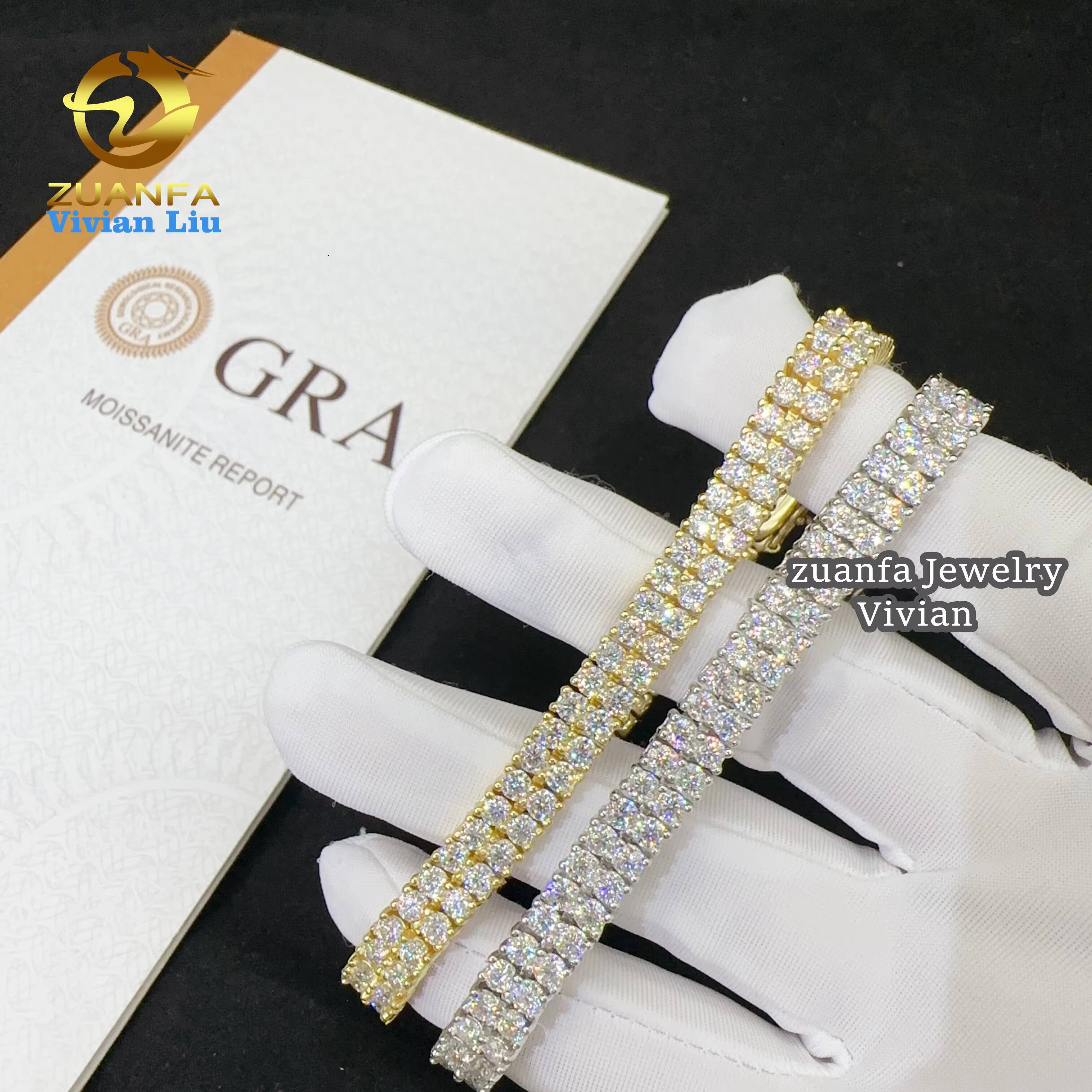 Ready to Ship Tennis Bracelet Silver Vvs Moissanite Lab Diamond Tennis Chain Hip Hop Iced Out Jewelry Necklace Bracelet