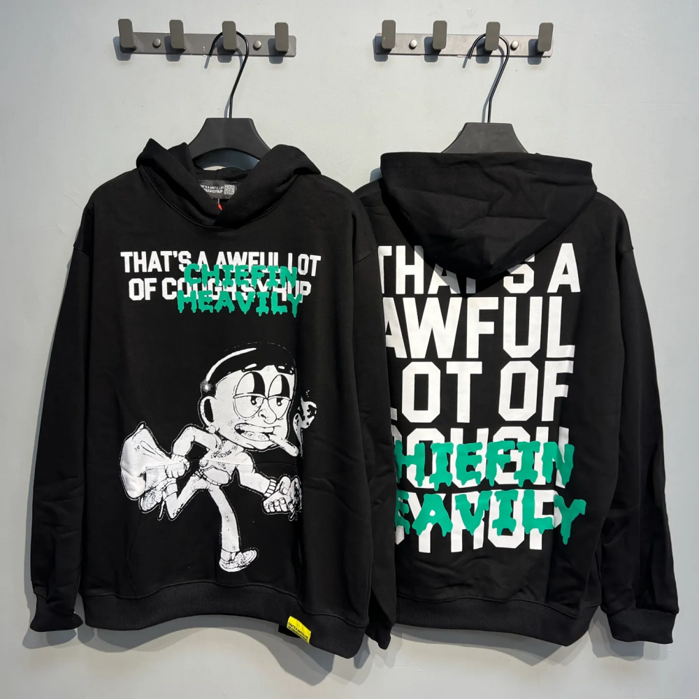 Men's Hoodies 2024 European And American Trendy That's A Awful Lot Of Cough Syrup Sports Leisure Hoodie High Street Thirt Sleeved hoodies designer men