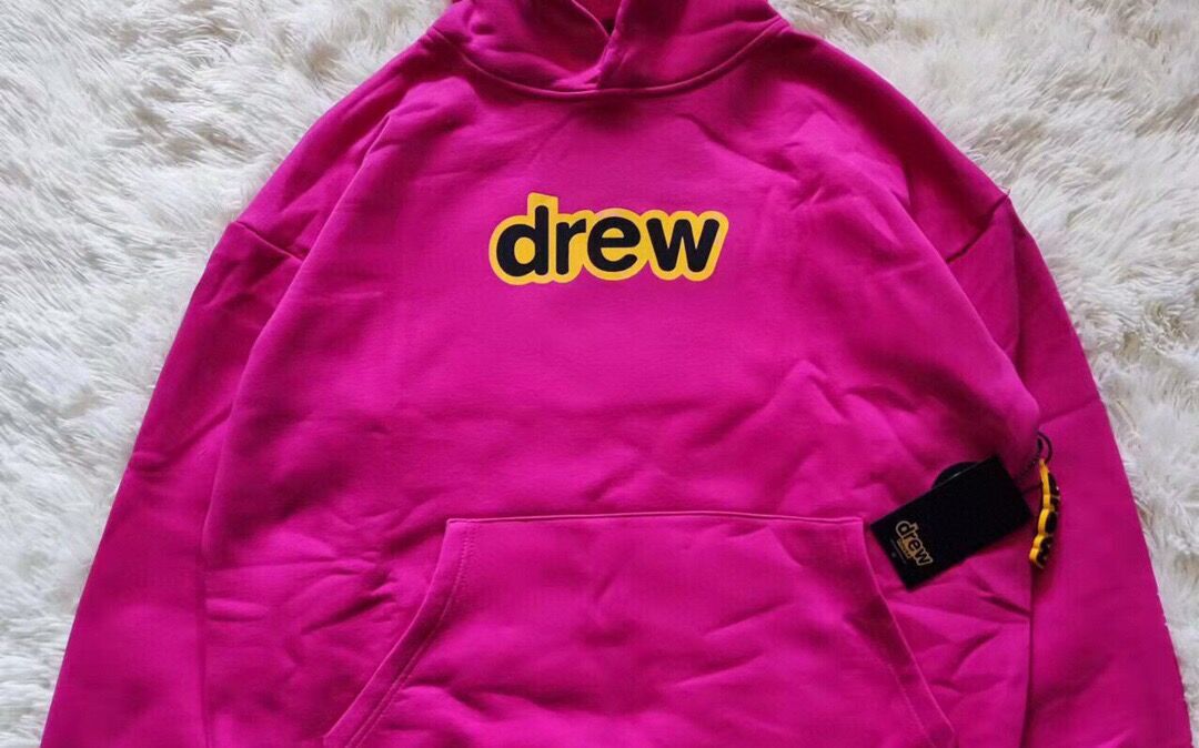Drew House Justin Bieber's DREW smiling face fleece-lined hoodie for men and women loose-fitting street long-sleeve hooded sweater Rose