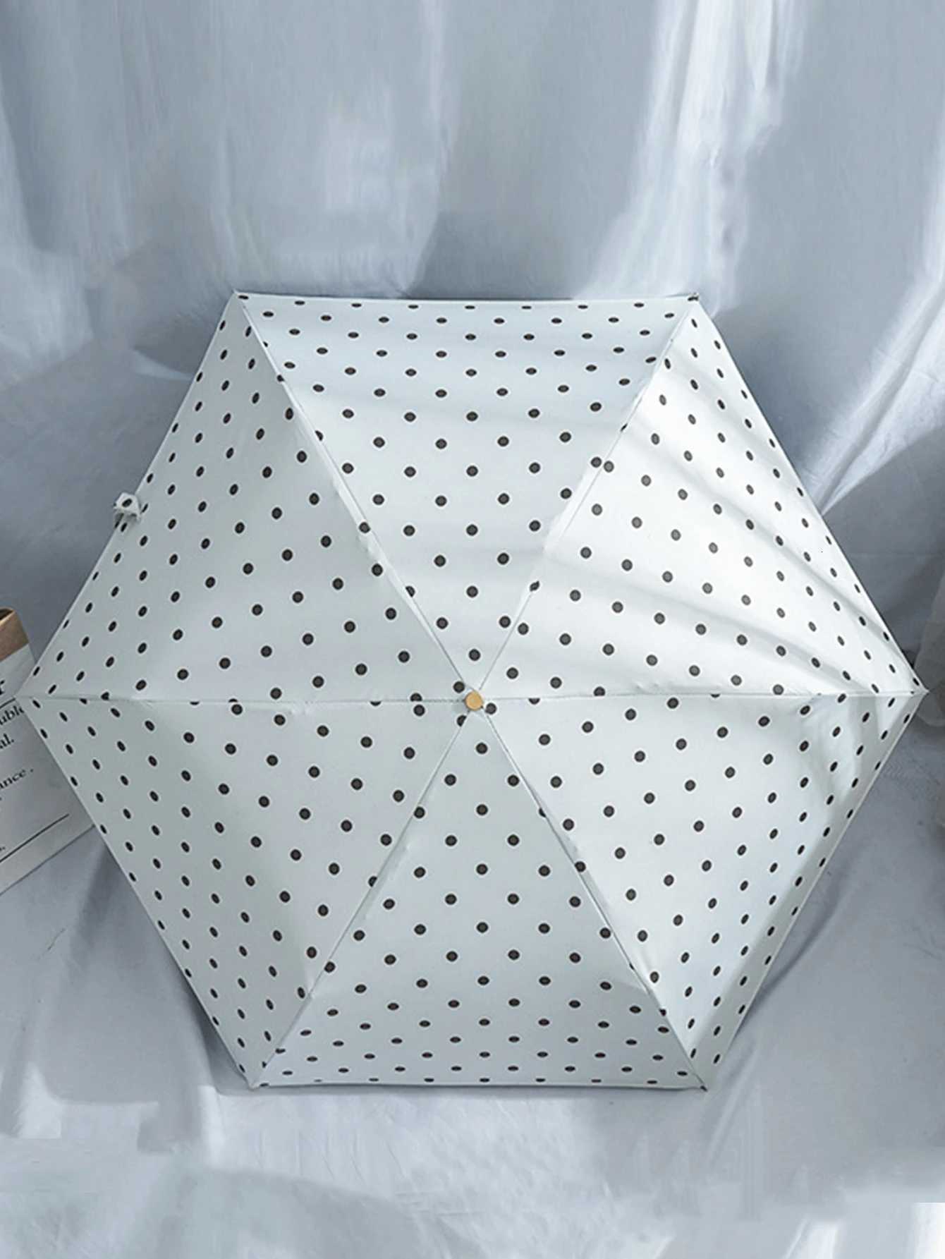 Simple black dot white umbrella curved handle umbrella sunscreen rainproof sunny rain dual-purpose ultraviolet protectionM251122