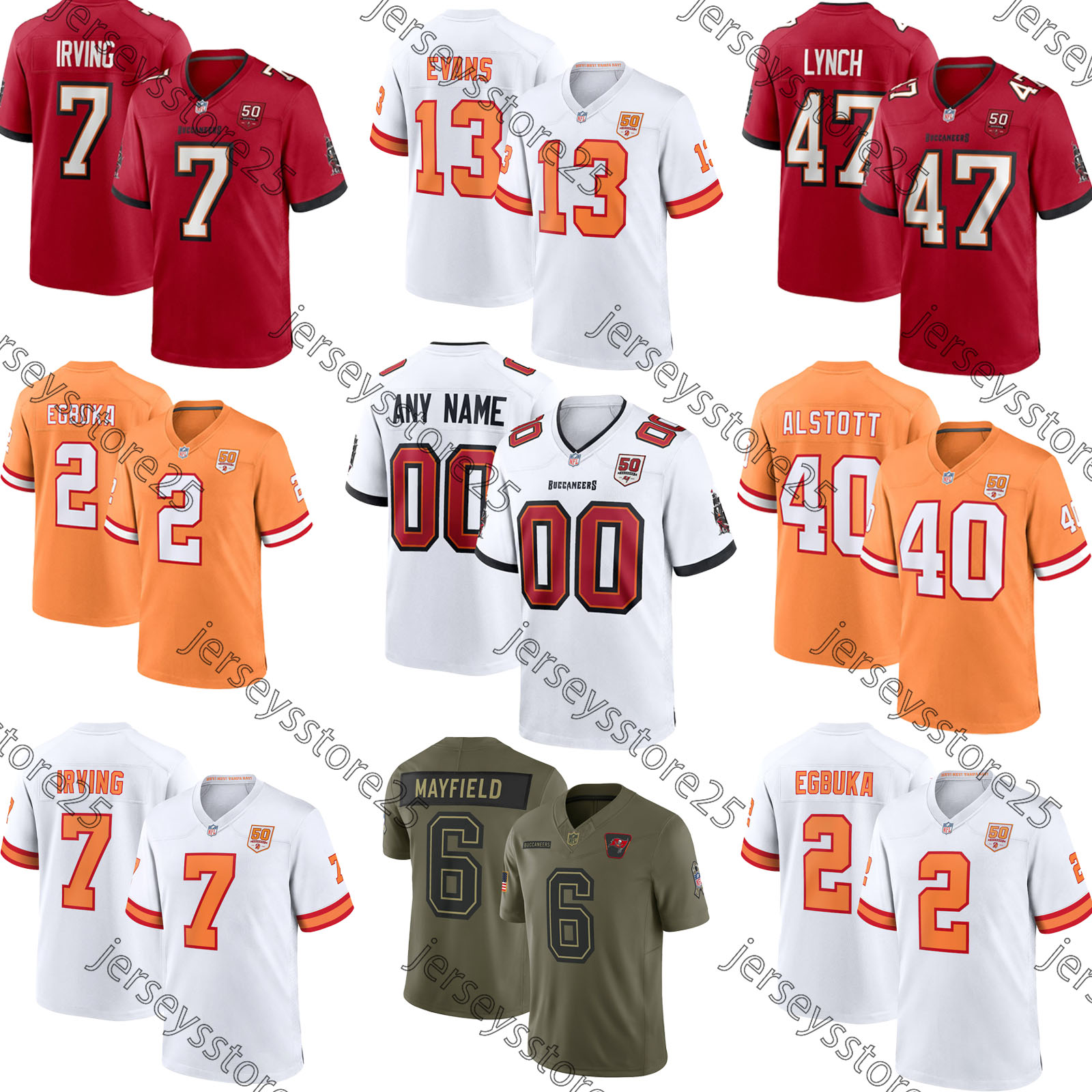 Baker Mayfield Football Jersey Buccaneerss Mike Evans Emeka Egbuka Emeka Egbuka Lavonte David Vita Vea Tristan Wirfs Rachaad White Tez Johnson Cade Otton Jersey