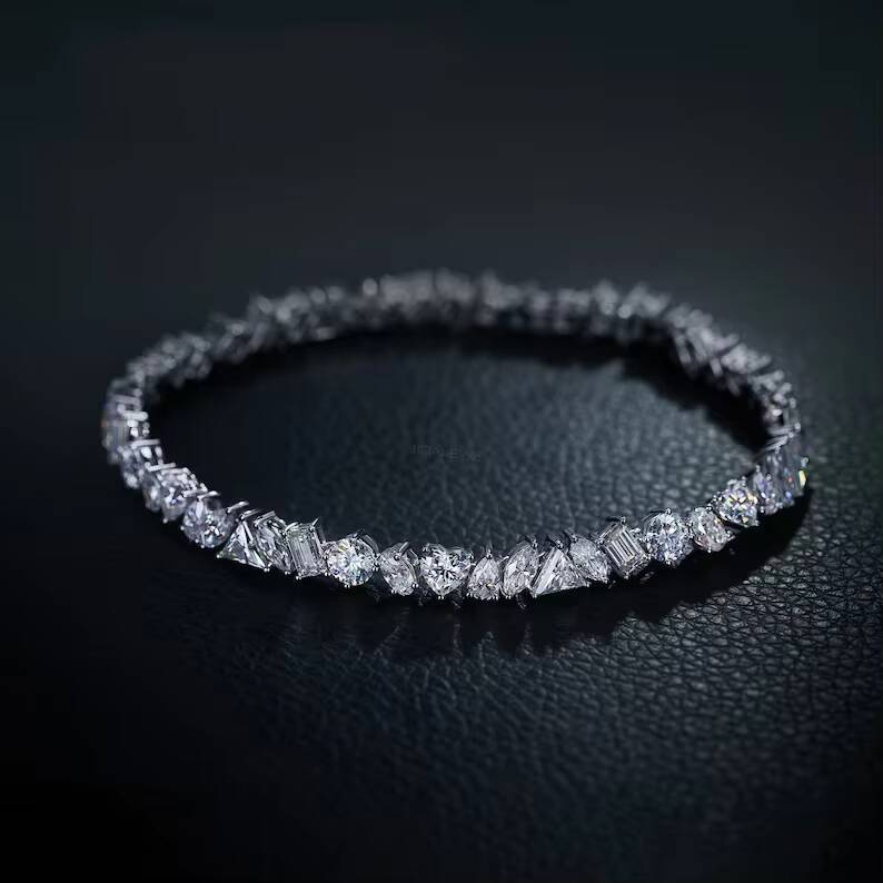 Custom Blue Moissanite Tennis Bracelets Wholesale Iced Out Hiphop 925 Sterling Silver Bling Tennis Bracelet