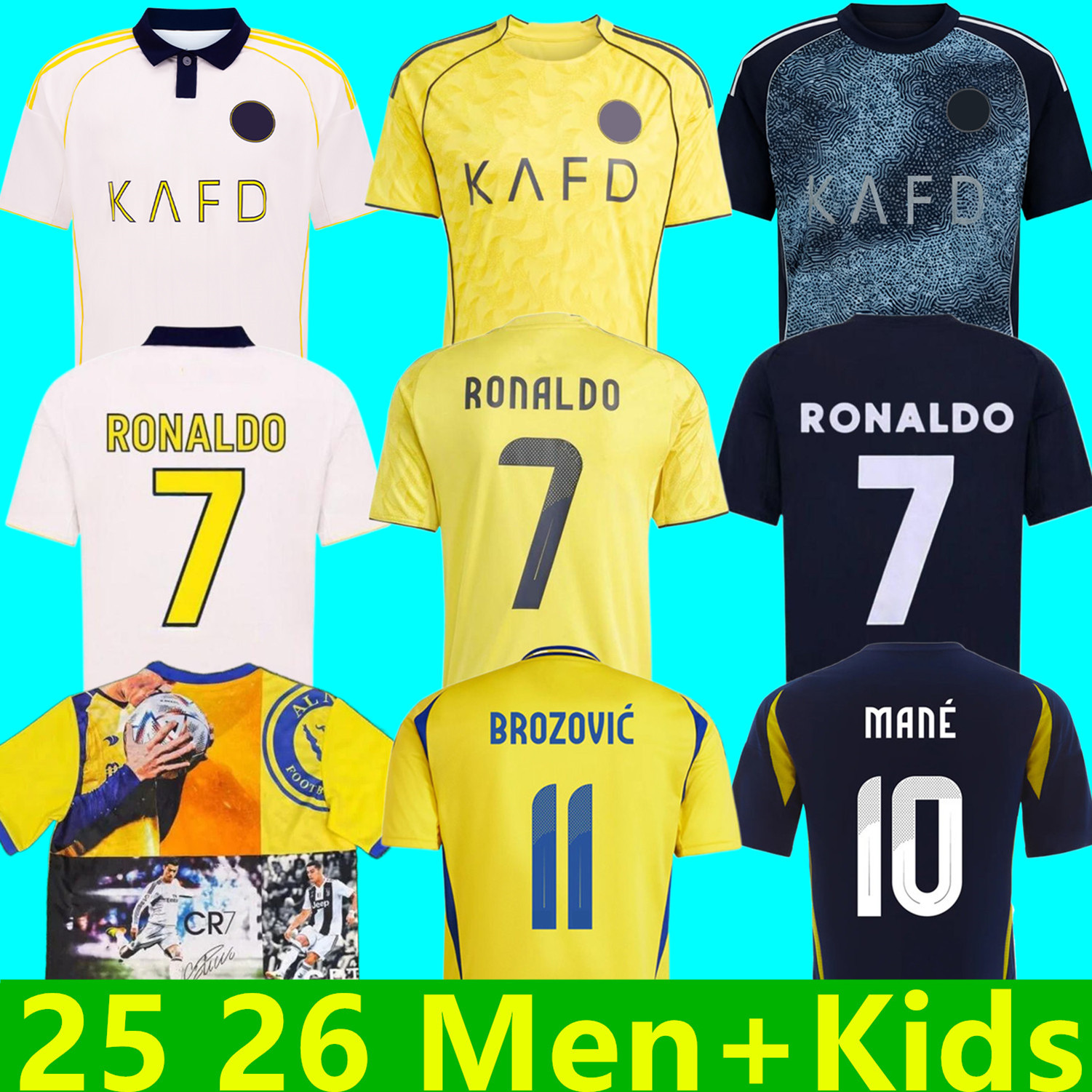 2025 2026 Al Nassr FC soccer Jerseys Ronaldo MANE BROZOVIC 25 26 Home away CR7 kids kit Martinez Talisca Ghislain Konan OTAVIO Vincent Aboubakar men Football shirt 123
