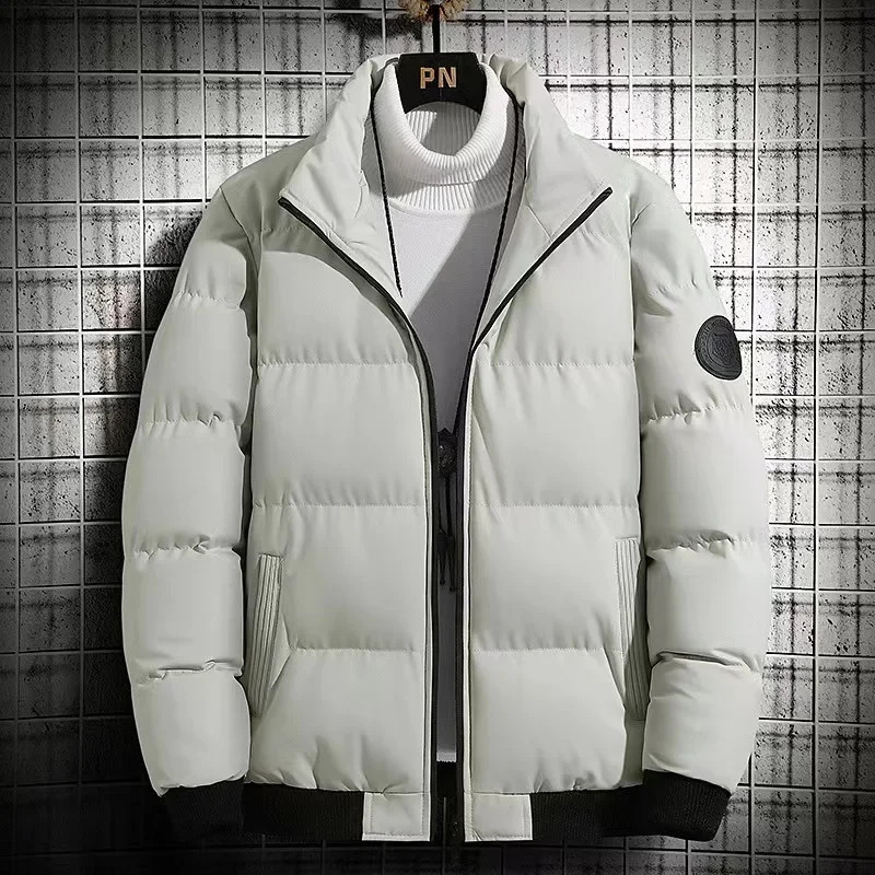 2025 Mens Winter Jacket Thickened Down Cotton Coat Autumnwinter Warm Top Stand Collar Trendy Casual 251110