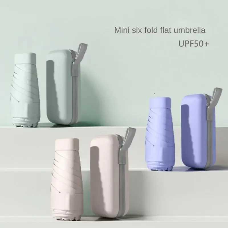 1pc Popular Multi-color Folding Portable Mini Pocket Umbrella Six-fold Umbrella Rainy And Sunny Dual-use UmbrellaM251122