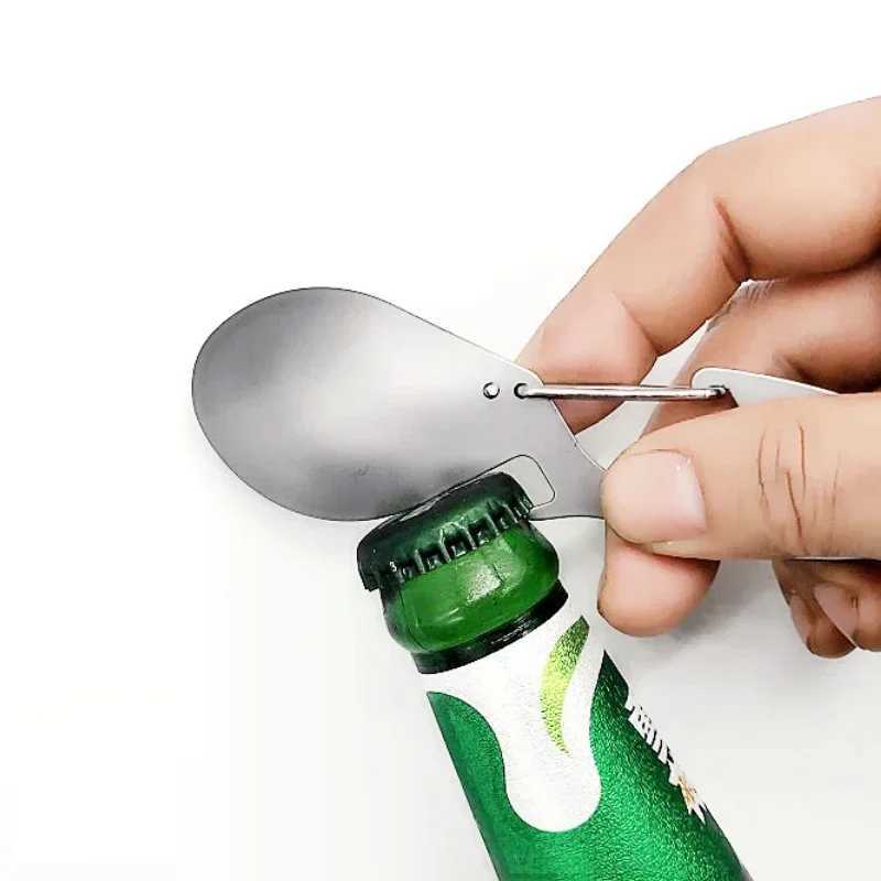 Multi functional pure titanium dualuse fork spoon light titanium alloy spoon outdoor camping tableware spoon 1PC J251121