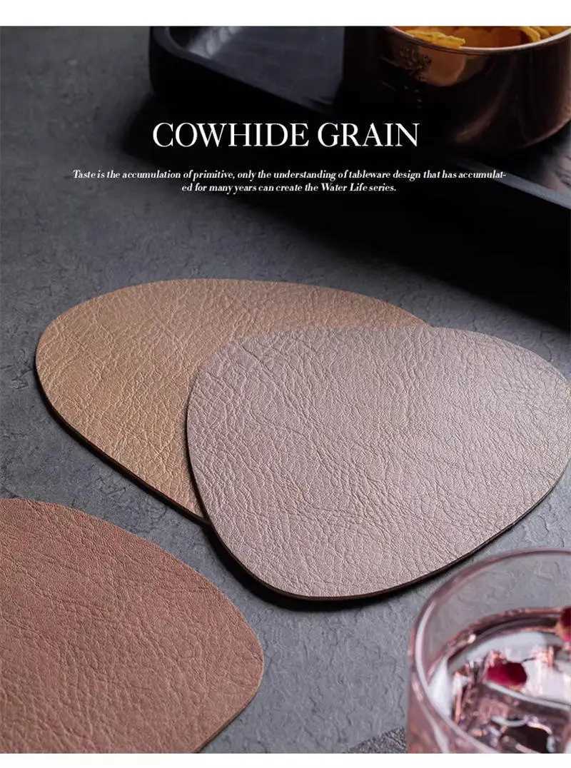4pcs/set Leather Coaster Artificial Leather Coaster Drink Coffee Cup Mat Round Tea Pad Table Pad With C251122