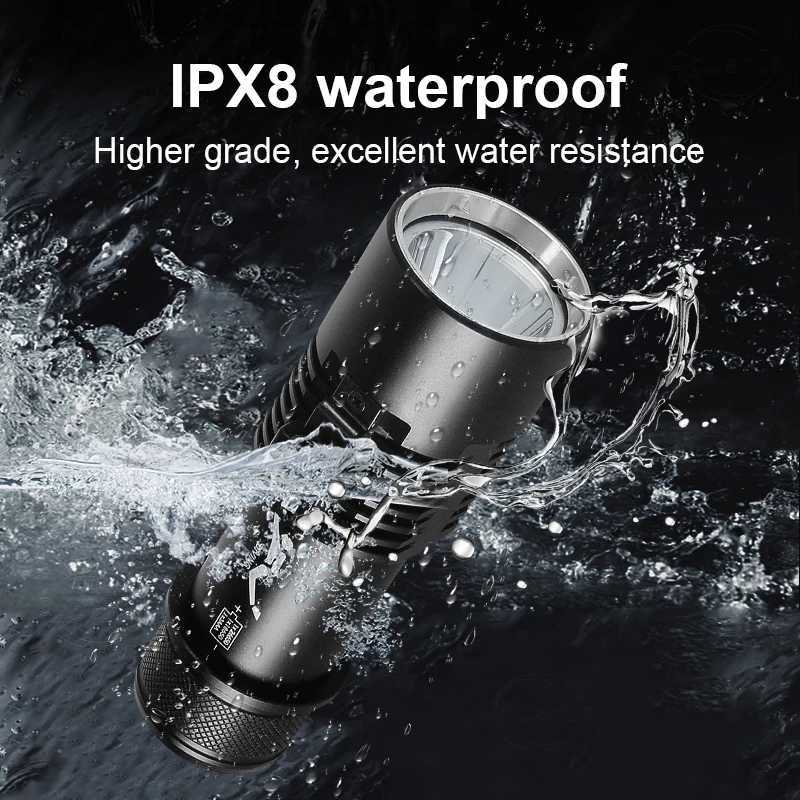 Upgraded XHP199 Professional Scuba Diving Flashlight Underwater Lantern Powerful Diving Torch IPX8 Waterproof Dive Light 26650 C251122