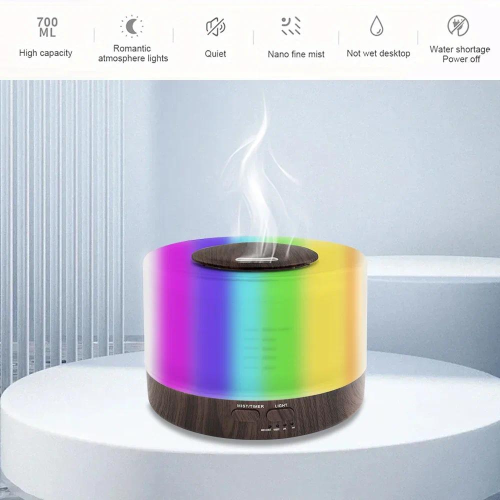 Ultrasonic 550ml Essential Oil Humidifier Touch Control Remote Operated Wood Grain Diffuser with 7 LED Colors