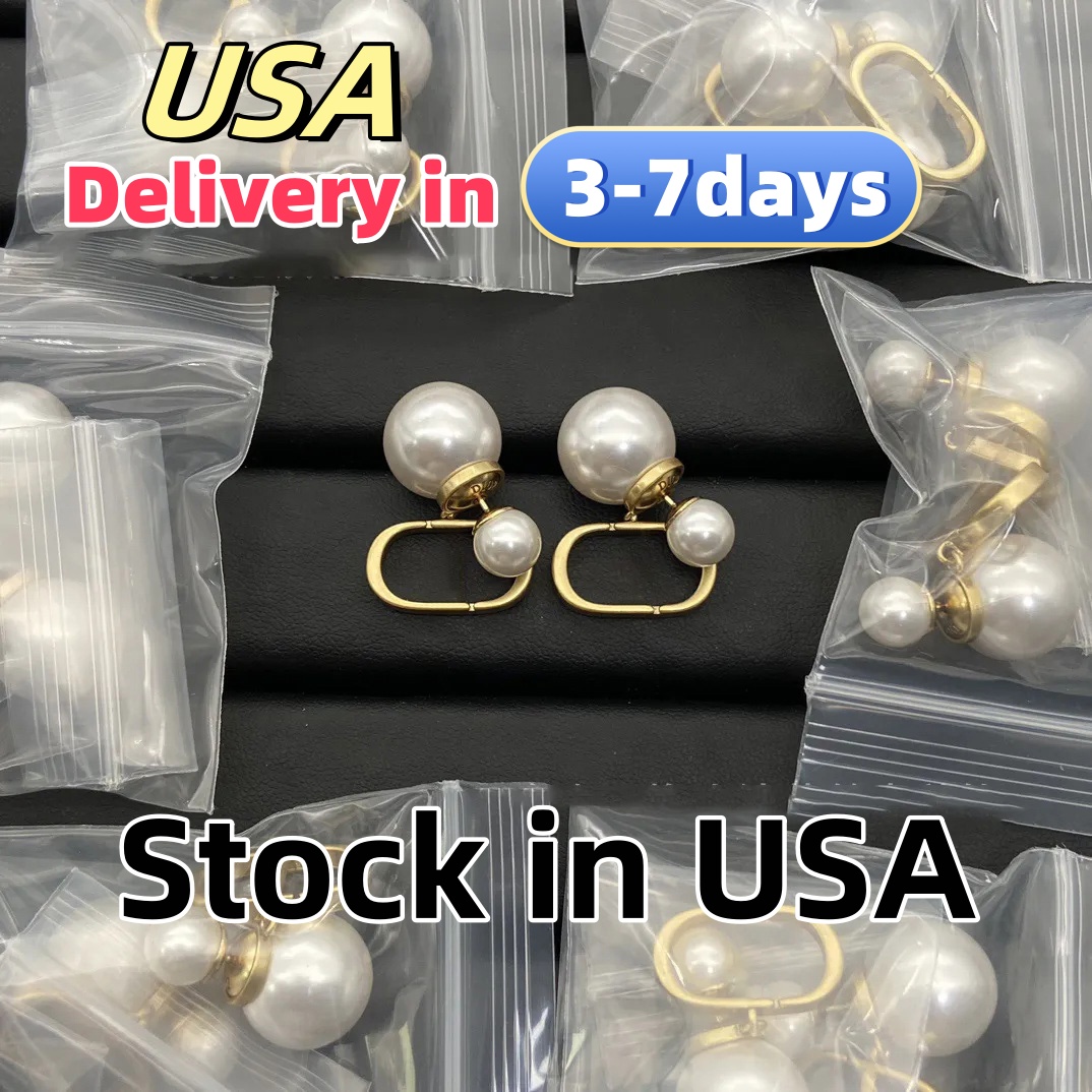 Pearl Diamond earrings Letter designer earrings Lady Luxury earrings Elegant Classic fashion All match Designer jewelry for wedding party High Quality