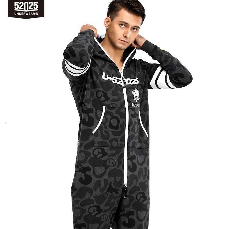 52025 Mens Hooded Jumpsuit One-Piece Cotton Pajamas Comfortable Hooded Lounge Onesie for Men Relax in Style and ComfortW251122