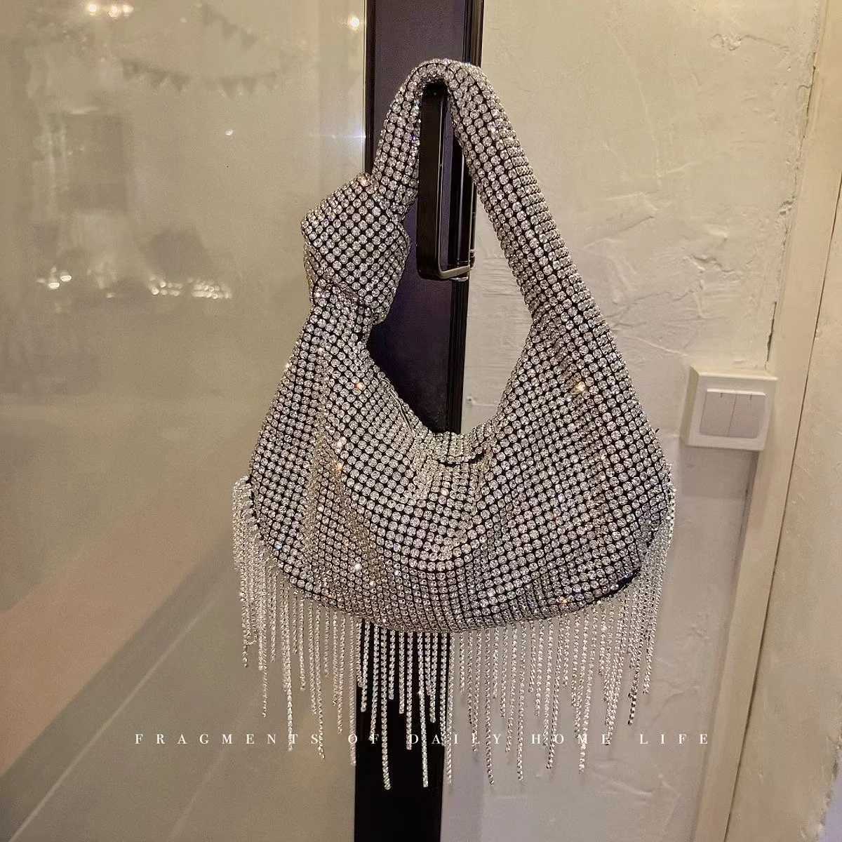 Luxury Glitter Tassel Womens Handbag Crystal Shiny Rhinestone Diamond Evening Bag Wedding Party Clutch Purse Shoulder Bag K251121