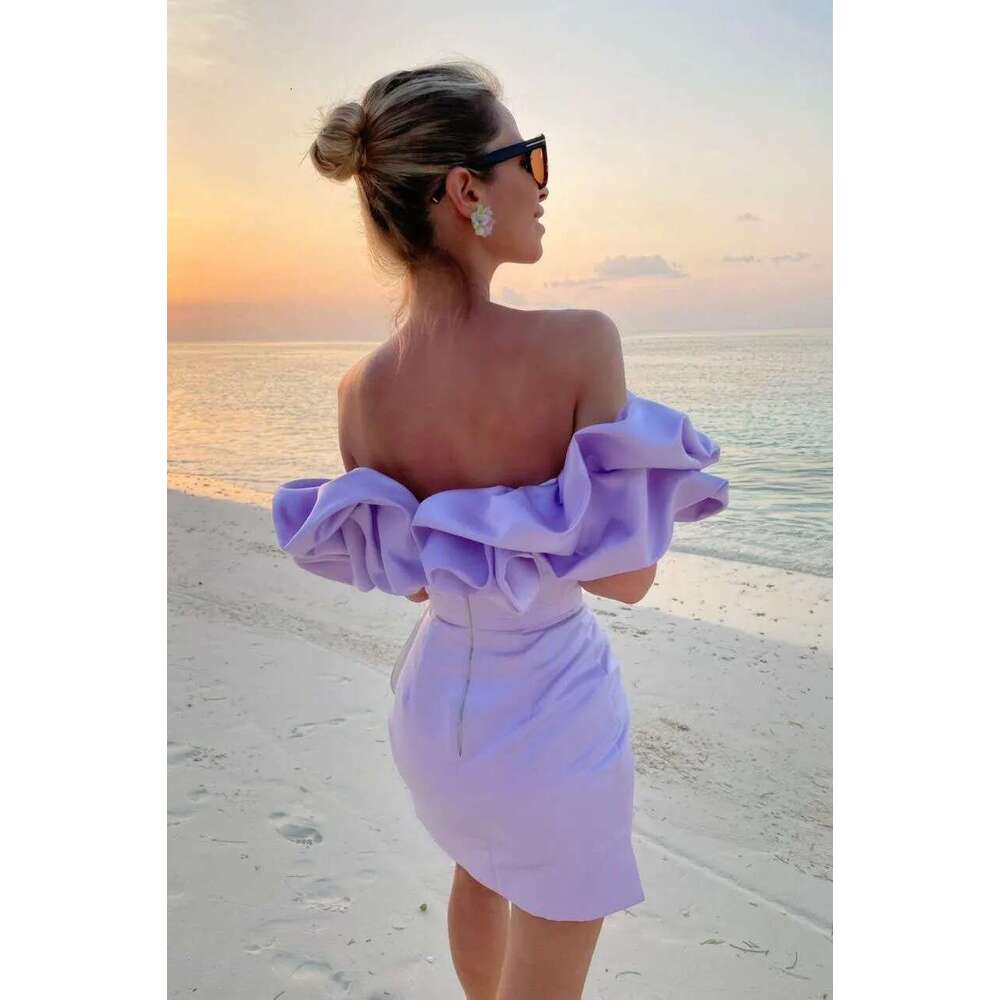 Floral Dress White Dress Promdress Dress Designer Dress 2025 Summer Socialite Girl Ruffled Sexy Sloping Shoulder High-end Temperament Dress