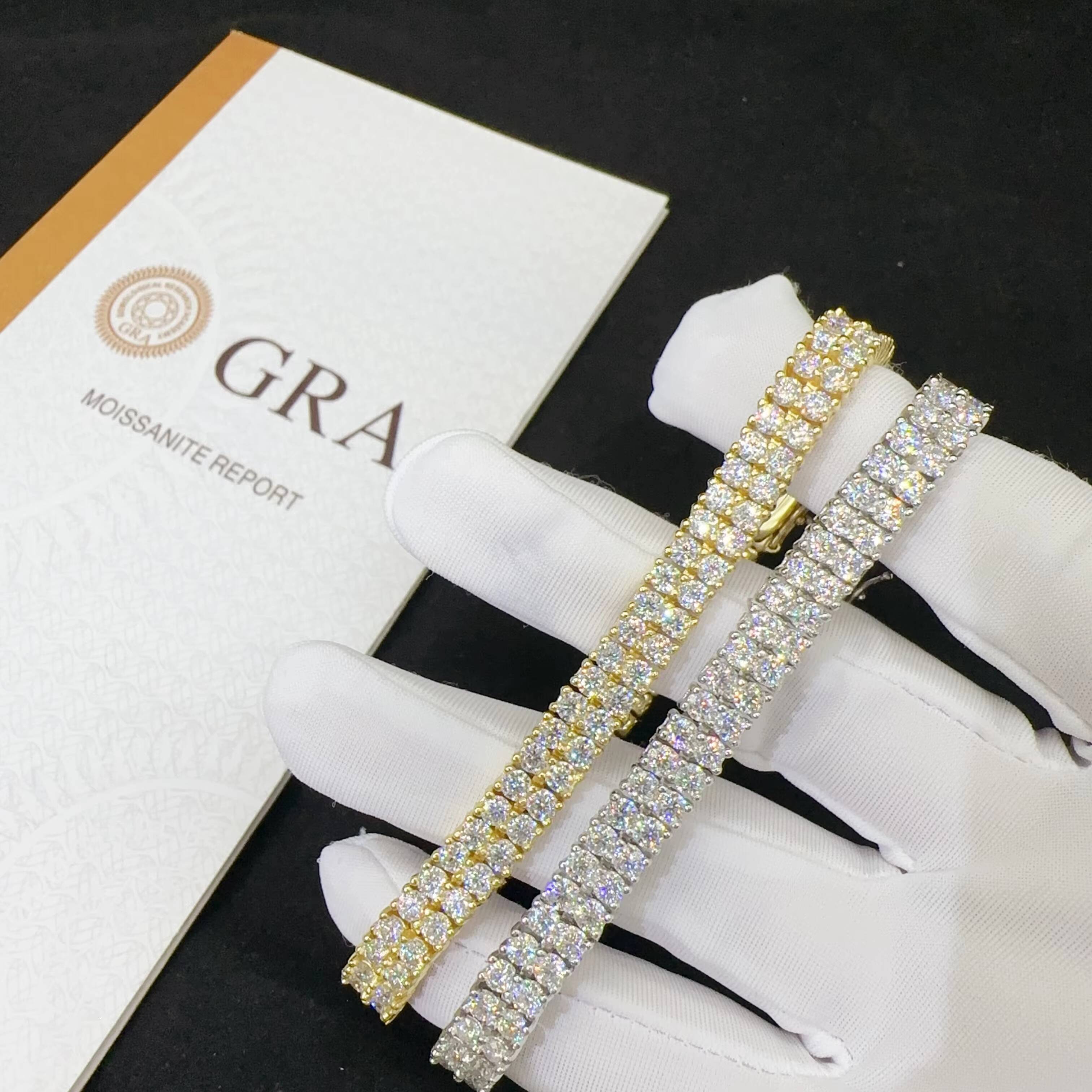 Ready to Ship Tennis Bracelet Silver Vvs Moissanite Lab Diamond Tennis Chain Hip Hop Iced Out Jewelry Necklace Bracelet