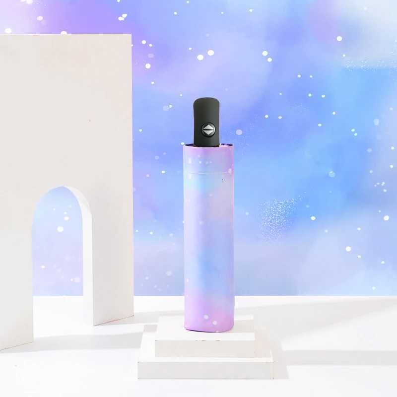 Umbrella Automatic Folding Womens Umbrella Three-folding Umbrella Windproof Starry Sky Color Creative Sun Umbrella ParasolM251122