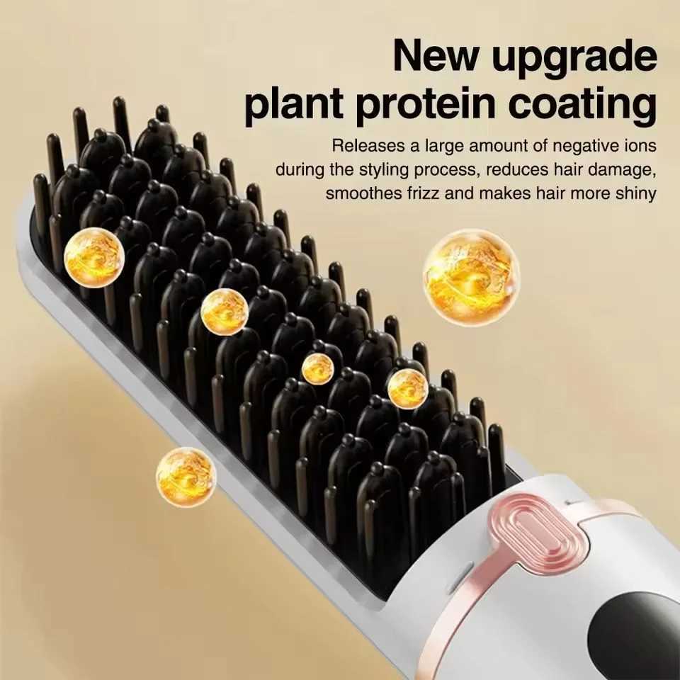 Straight Hair Comb Electric LCD Ceramic Heating Portable Negative Ion Styling Tool 4 Temp Settings 140-200 Straightening CombT251122