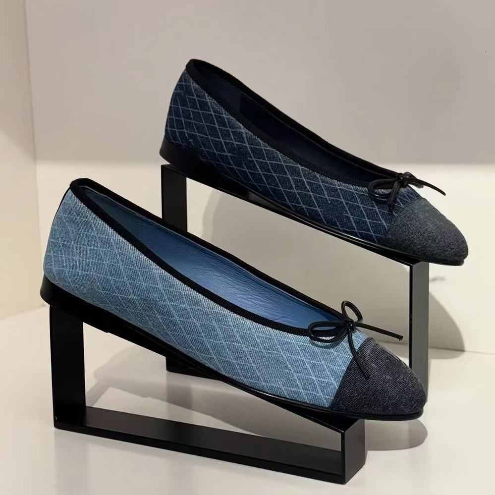 Women's Luxury Designer New Ballet Flat Loafers Factory Footwear Genuine Leather Bowtie Embellished With Round ToesFlat HeelsIdeal as Dress or Casual Mesh shoes