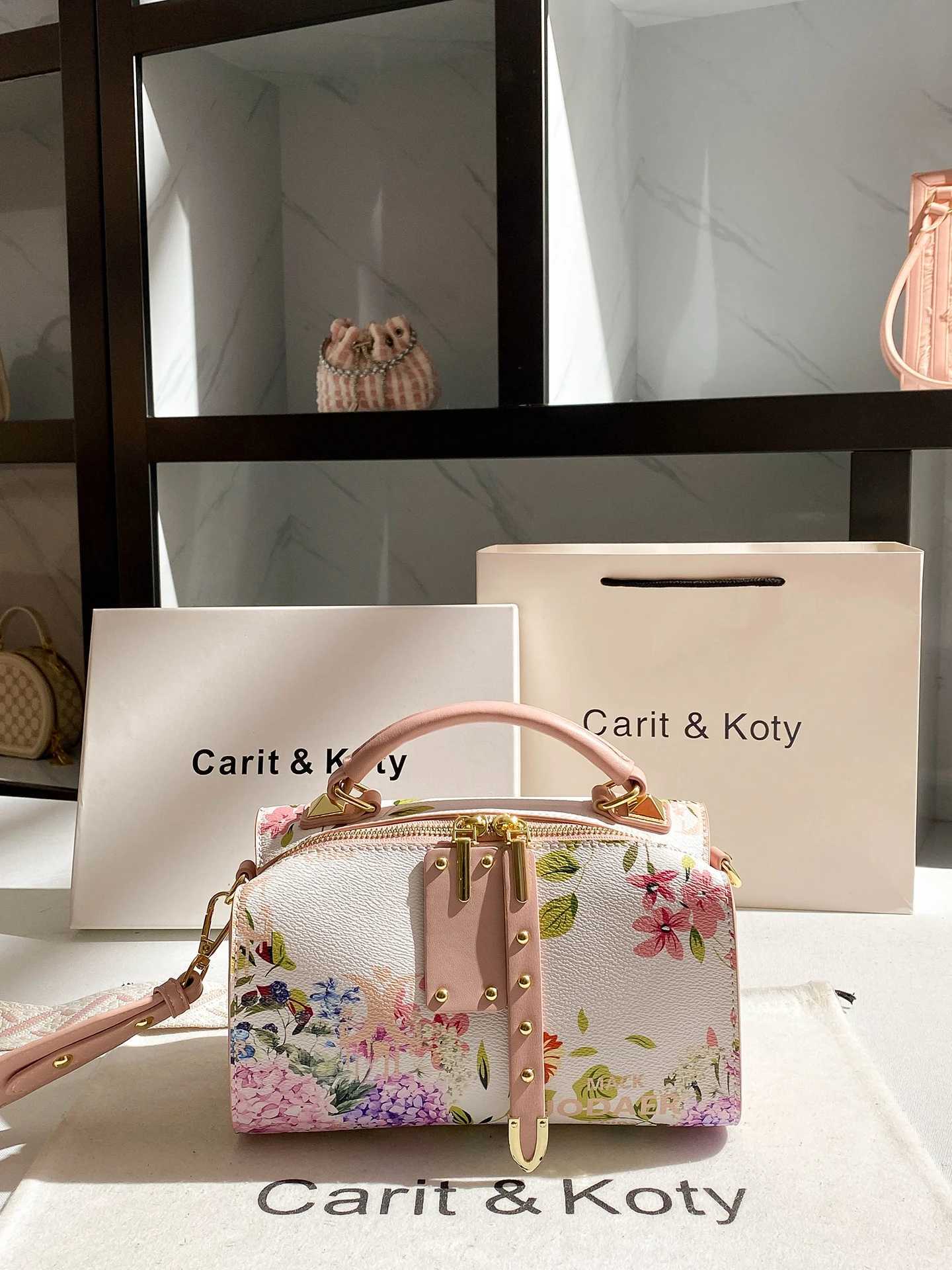 Sweet and Colorful Handheld Boston Bag with Beautiful Flower Printing 2025 Women New Fashion and Elegant Crossbody Pillow BagsT251122