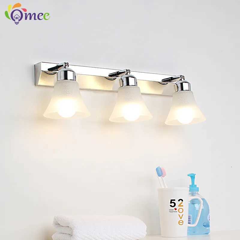 Modern Wall Mirror Light for Bathroom Dressing Room 3/4/5 Lights Silver Wall Lamp Glass Lampshade E27 Indoor Decoration Lighting M251122