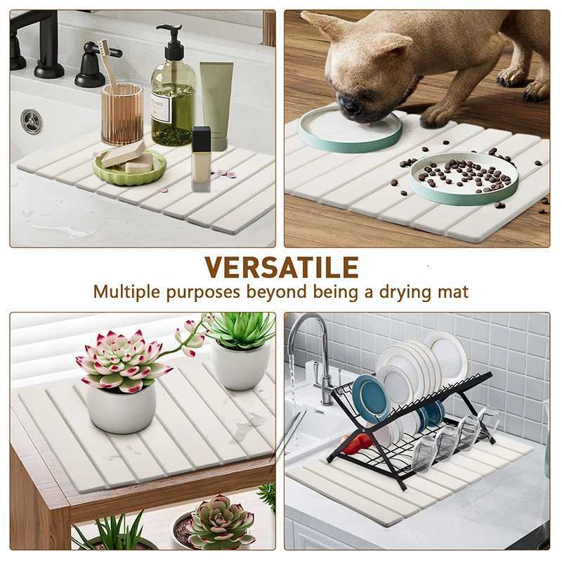 Kitchen Drying Mat Foldable Diatomite Dish Drying Mat Fast Absorbent Pad For Kitchen Non-Slip Sink Drying Tray For Dishes C251122