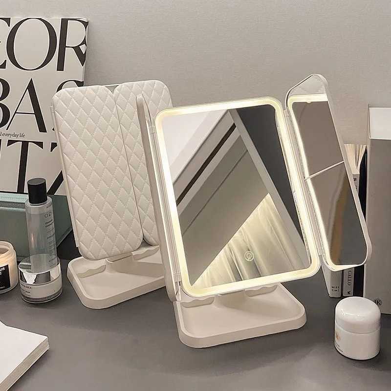 Folding Makeup Mirror LED Lights Dorm Dressing Mirror Beauty Light up your fill light 270 Smart Complementary Makeup Mirror M251122