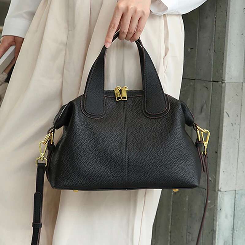 Women's Natural Cow Leather Tote Female Retro Cowhide Crossbody Bags Ladies Large Capacity Shoulder Bag For Lady Handbag New