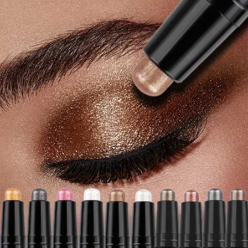 Shimmer Brown Double Head Eyeshadow Stick Colorful High Waterproof Cream Eyes Shadow Pencil Long Lasting Makeup CosmeticT251122