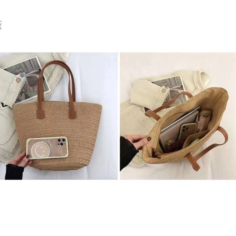 Overlarge Rattan Tote Designer Straw Handbags And Purses Bohemian Travel Beach Bags For Women Shoulder Big Shopper Bag Chic Bag