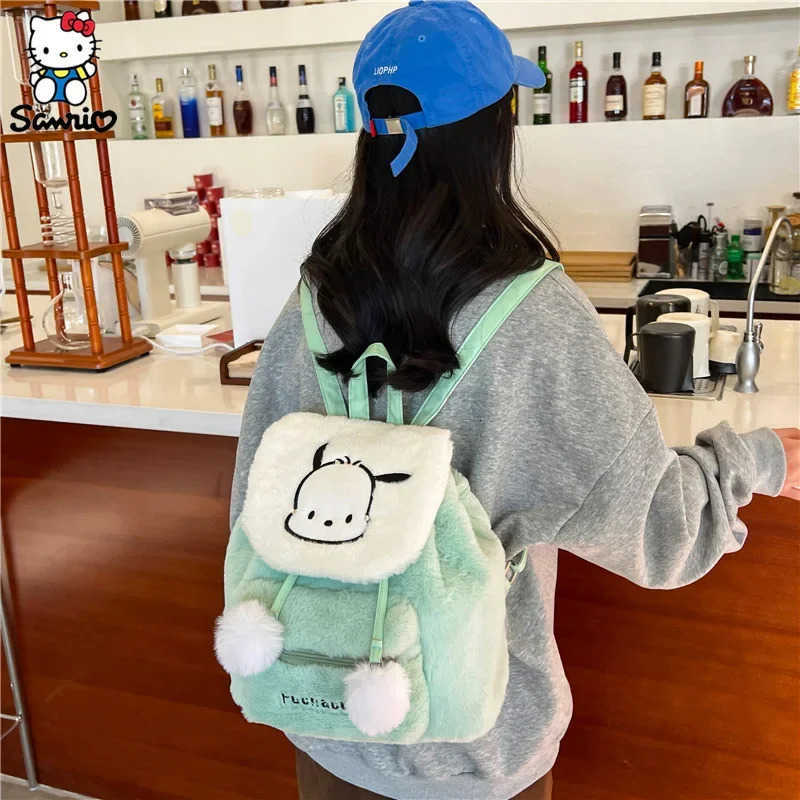 Sanrio Cartoon Plush Backpack Kuromi Schoolbag Hello Kitty Plush Bag My Melody Student Bag Girl Handbag Children Toy Birthday Gift H251122
