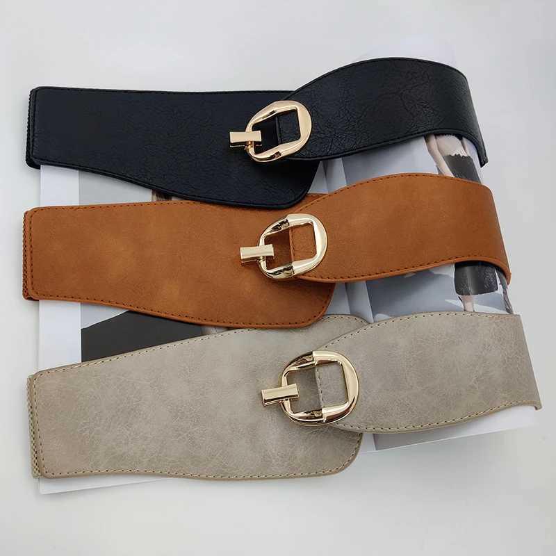 Plus Size Big Stretch Cummerbunds Y2K Waist Big Elastic Waistband Designer Belts For Women Rotate Buckle Dress Corset Brown J251122