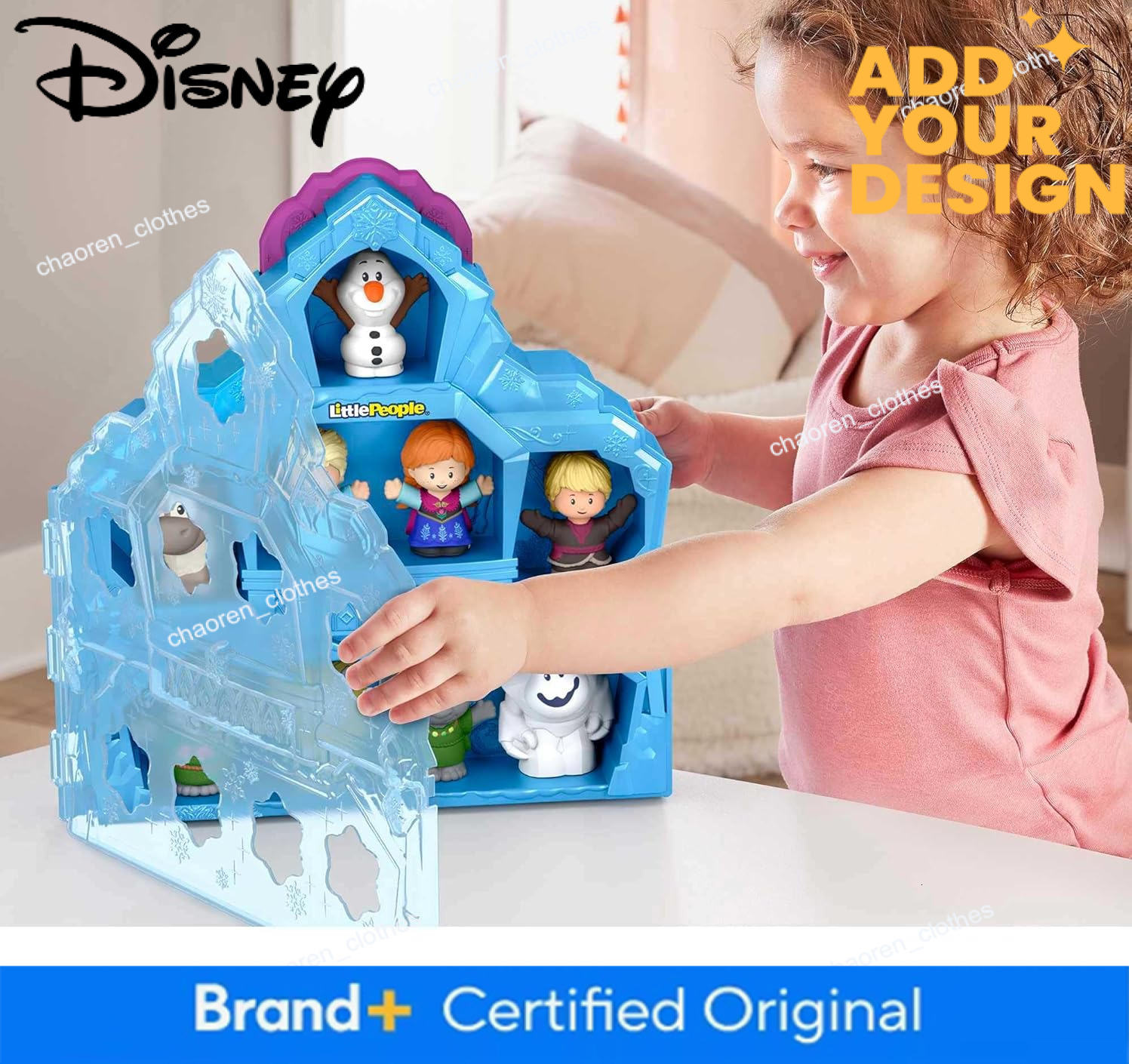 Custom Fisher Price Little People Toddler Toy Disney Frozen Carry Along Castle Case Playset with Figures for Pretend Play Kids Ages
