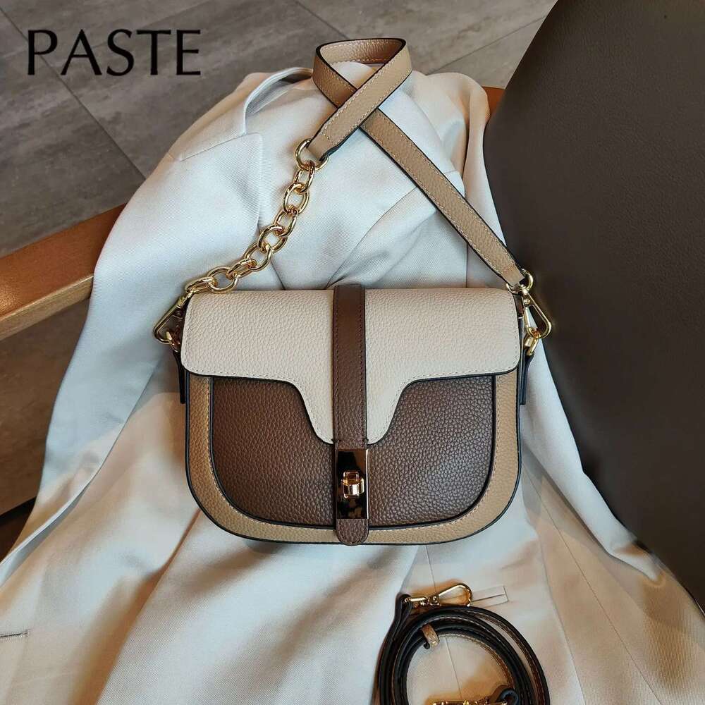 New Designer Hit Color England Style Saddle Small First Layer Cowhide Leather Women Shoulder Crossbody Bag Bag