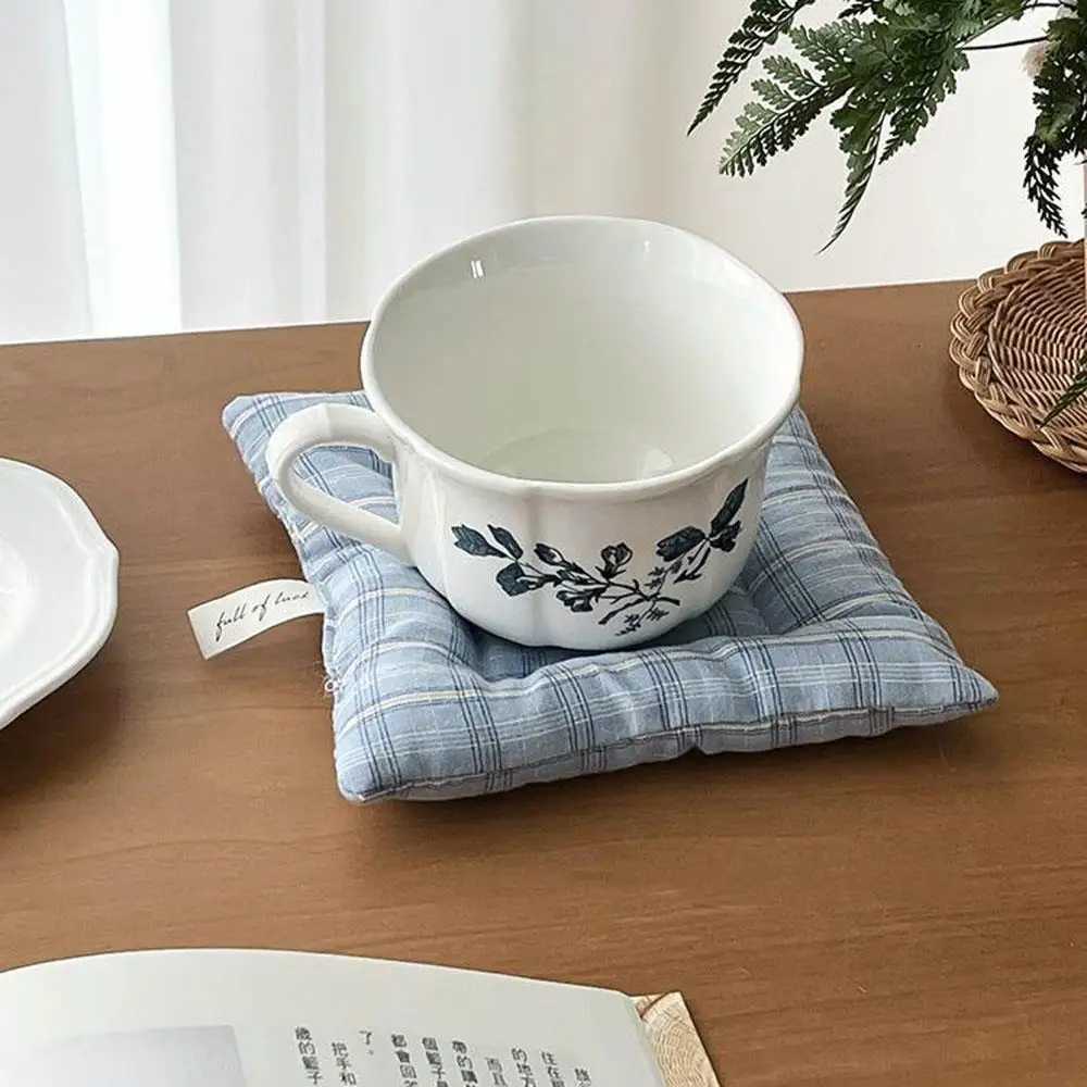 Insulation Pad Table Mat Striped Dot Placemats Checked Pattern Decor Korean Style Item Useful Home Decor Cotton Cup Mat Coaster C251122