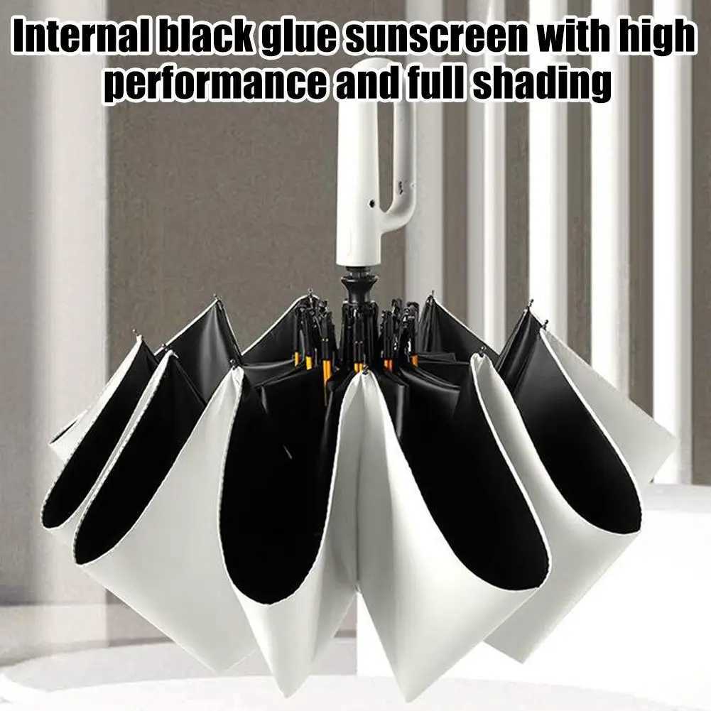 Ring Buckle Design 10 Rib Fully Automatic Umbrella For Men Small Compact Folding Womens Sunshade Double UmbrellaM251122
