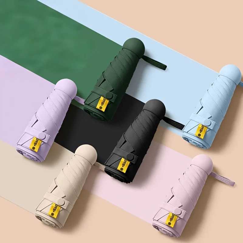 Mini Folding Umbrella UV Protection Waterproof Compact Travel Umbrella with 6 Ribs Steel Frame Sun Rain Protection ParasolM251122