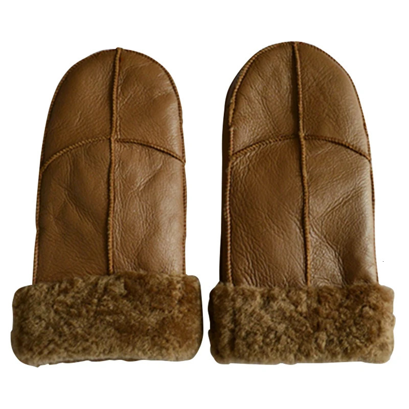High Quality Women Sheepskin Mittens Winter Keep Warm Leather Gloves Real Thick Fur Womens gloves 251114