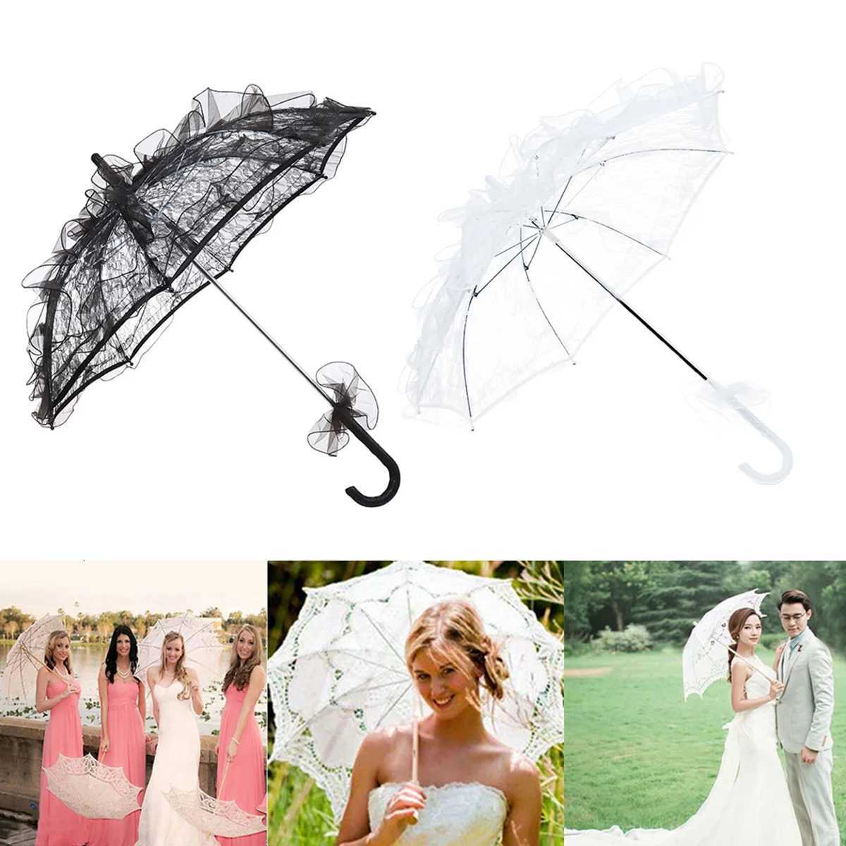 Wedding Umbrella Veil Bridal Shower Props Decorative Umbrellas for Parasol Sunshade Woman Parasols LaceM251122