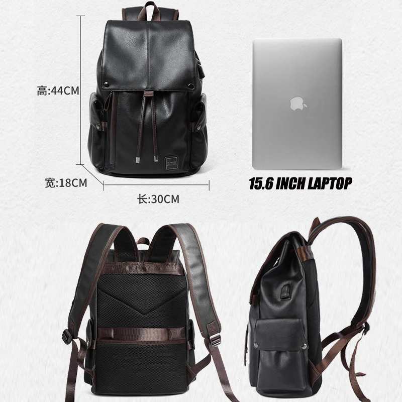 Leather Men Backpack Vintage 156 inch Laptop Daypack Waterproof Durable Travel Knapsack College Rucksack 251111