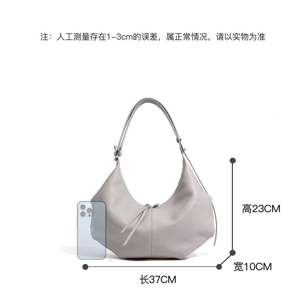New Large Capacity Beige Grey Color Hobo Tote Elegant Natural Cow Leather Women Handbag Travel Underarm Shoulder Bag Bag