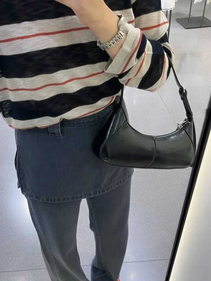 New Designer PU Leather Womens Shoulder Bag Solid Color Half-Moon Retro Crossbody Bag Hobos HandbagT251122