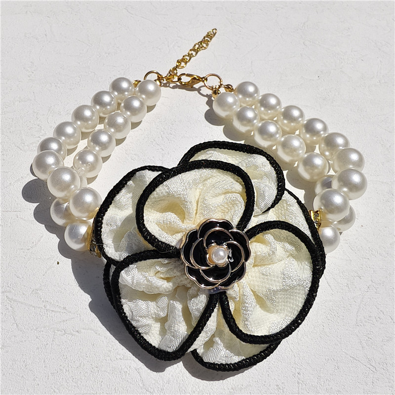 Luxurious Small Pearl with Flower Bow Puppy Jewelry Pet Decorative Necklace Cat Pearls Collar Girls Dog Accessory