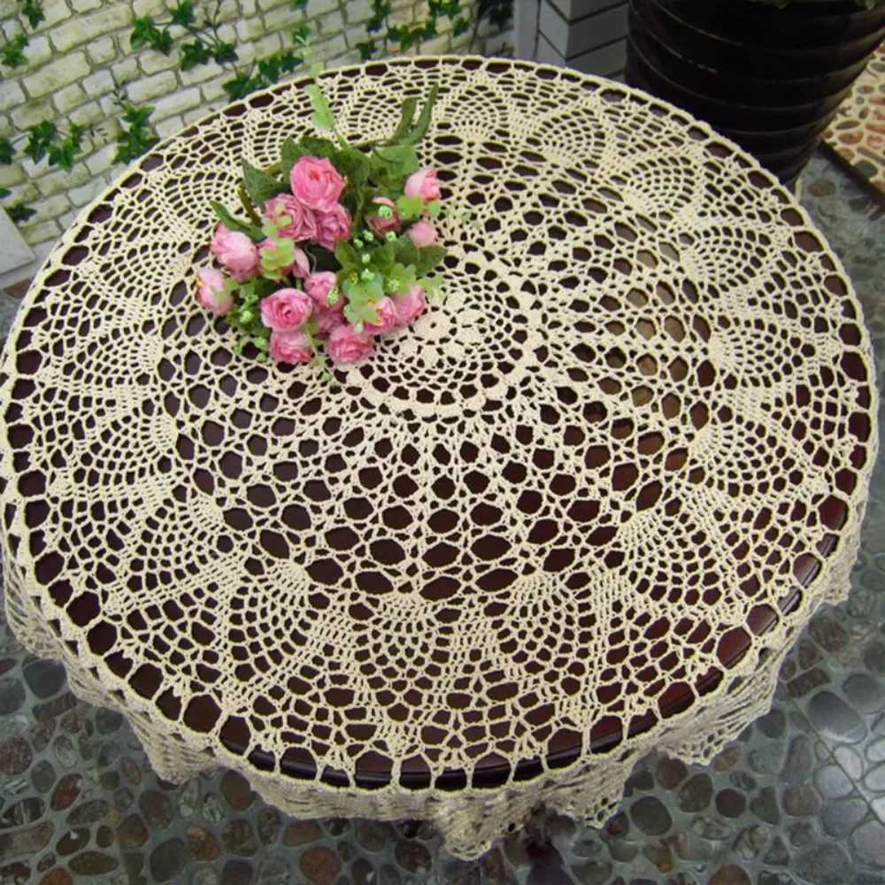 Round Handmade Crochet Openwork Tablecloth Cotton Lace Mat Placemat Vintage Tablecloth Home Decoration 70/80/90cm C251122